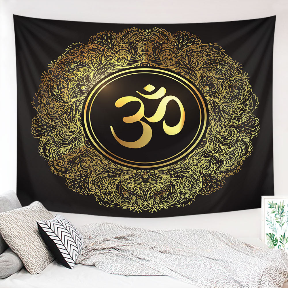 Om Tapestry Wall Art, Hindu Wall Decor, Yoga Studio, Meditation Deco,