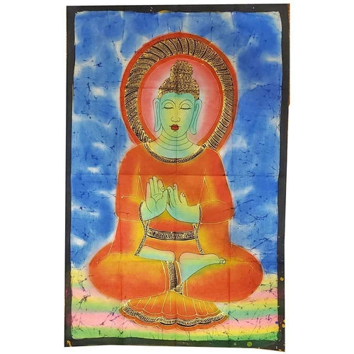 Buddha Teaching Double Lotus Position Meditation Hand Painted Wall