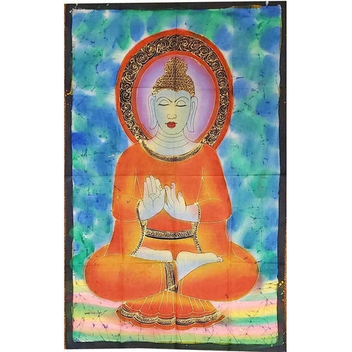 Buddha Teaching Double Lotus Position Meditation Hand Painted Wall