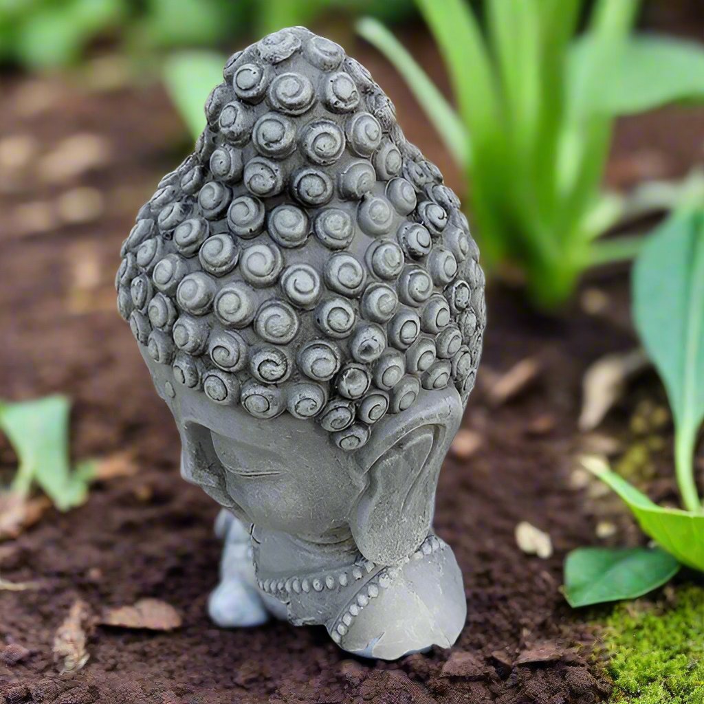 Buddha Head Cement Statue (11" x 4")